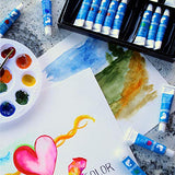 Zenacolor Watercolor Paint Set 24 Tubes – Pack of 24x12mL Colors for canvas, paper, cardboard