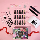 MEFA Gel Nail Polish Starter Kit with 48W Cure Light, 12 Colors with Glossy & Matte Top Coat and Base Coat, White Black Pink Red Glitter Classic Color 5ml, Nail Art Design Powder Rhinestone Gems Tools, Nail Dryer Lamp Cure Manicure Gift for Beginner