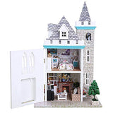 Spilay Dollhouse DIY Miniature Wooden Furniture Kit,Mini Handmade Craft Castle Model Plus with Dust Cover & Music Box,1:24 Scale Creative Doll House Toys for Teens Adult (Moonlight Castle)