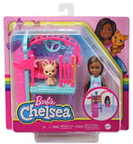 Barbie Chelsea Swing Set Playset with Chelsea Doll (6 in Brunette) Wearing Star-Print Skirt, Pet Puppy, Swing & Slide, Gift for 3 to 7 Year Olds