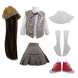EVA BJD Set of Fashion Clothes Wigs Shoes Socks Accessories Full Set for 1/3 21-23inch 60cm BJD Dolls (Blanche)