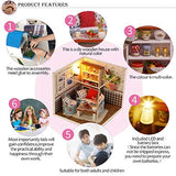 House DIY, Putars DIY Dollhouse Wooden Miniature Furniture Kit Mini Wooden Doll House with Light Best Birthday Gifts for Women and Girls Kids 11.5x11.5x12cm