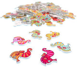 RayLineDo Pack of 50pcs Buttons Multi Color Sea Horse Shaped 2 Holes Wooden Buttons for Sewing