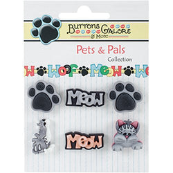 Buttons Galore PP104 Pets & Pals Buttons (6 Pack), Cats Meow, Multicolor