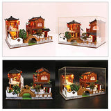 QWERTP DIY Miniature Dollhouse Wooden Furniture Kit Duplex Loft DIY Mini House Room Assembly Doll House Building Kit Festival Birthday Gifts for Adults Girls with Dust Cover Music Movement
