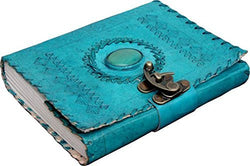 PRASTARA andicrafts Writing Notebook - Antique Handmade Leather Bound Daily Notepad for Men & Women Unlined Paper Medium 7 x 5 Inches, Best Gift for Art Sketchbook,Travel Diary (7x2x5, Blue)