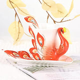 oliruim Unique Peacock Ceramic Tea Cup Handmade Coffee Mug Set Tea Cup and Saucer with Spoon 1 Set Exquisite Porcelain Set Gift