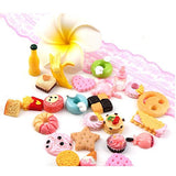 10Pcs Mix Lots Resin Flatback Ice Cream Bread Pizza Food Fruit Flower Charm Art Album Flat Back Phone Scrapbooking Hair Clip Hairpin Sewing DIY Craft Accessory Jewelry Decoration Dollhouse Ornament