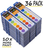 36 Pack - Ashby for Kids - Watercolor Paint Set and Quality Wooden Brush - Extra Deep Paint Trays = 10X More Paint - 8 Vibrant Watercolors on Each Tray