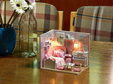 CUTEROOM DIY Miniature Dollhouse Kit with Furniture Handmade Dolls House Miniature Kit Plus Dust Proof and LED Lights,1:24 Scale Creative Room Idea (Sunshine Girl)