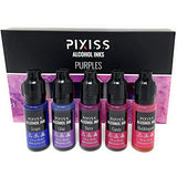 Pixiss Purple Alcohol Inks Set, 5 Shades of Highly Saturated Purple and Pink Alcohol Ink, for Resin Petri Dishes, Alcohol Ink Paper, Tumblers, Coasters, Resin Dye