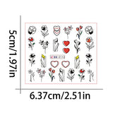 MAIOUSU STORE Nail Art Stickers, 12 Sheets Geometry Line Flower Leaves Water Transfer Nail Decals Fresh Nail Stickers with Assorted Patterns Blossom Flower Heart DIY Nail Art Decoration（Type 5）