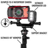 Olympus Tough TG-6 Digital Camera (Red) with Rechargeable Underwater LED Light and Bracket, Carrying Case, Floating “Bobber” Style Handle, 48” Monopod, Filter Adapter Ring, 3PC Filter Set & More