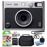 Fujifilm Instax Mini EVO Hybrid Instant Film Camera (Black) (16745183) Bundle with 20 Instant Film Sheets + 32GB Memory Card + Small Padded Case + SD Card Reader + Microfiber Cleaning Cloth