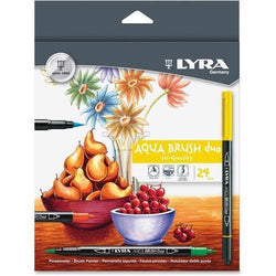 6521240 LYRA Dual Tip Marker, Assorted, 24 per Pack - Fine, Broad Marker Point Type - Brush