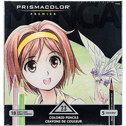 Prismacolor Manga 23-Count Colored Pencils 1774800, Triangular Scholar Pencil Eraser, Scholar