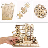 ROKR 3D Assembly Wooden Puzzle Brain Teaser Game Mechanical Gears Set Model Kit Marble Run Set Unique Craft Kits Christmas/Birthday/Valentine's Gift for Adults & Kids Age 14+(LG503-Lift Coaster)