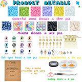 3009PCS Evil Eye Beads for Jewelry Making Evil Eye Bracelet Kit with Letter Beads 4mm Glass Seed Beads Gold Pearl Flower Clay Beads Evil Eye Charms for Crafts DIY Bracelet Earring Necklace Making