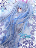 (22-24CM) BJD Doll Hair Wig 1/3 SD DZ DOD LUTS / Ice-Blue, Extra Long Straight Hair / FBE081