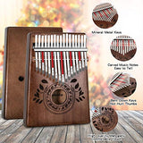UNOKKI Kalimba 17 Keys Thumb Piano with Study Instruction and Tune Hammer, Portable Solid African Wood Finger Piano, Gift for Kids Adult Beginners (Chocolate Brown).
