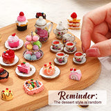 40 Pcs 1:12 Scale Dollhouse Miniature Kitchen Accessories Set Includes 15 Flower Pattern Porcelain Tea Cup 24 Mixed Pretend Cake Foods 1 Mini Three-Tier Cake Stand for Decor Supply (Cute Style)