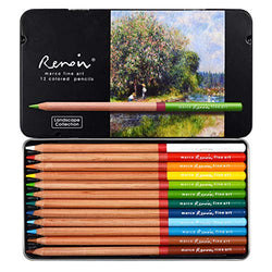 "N/A" TONGQINH 12-Color Plant Theme Hand-Painted Painting Professional Coloring Oily Pencil tin Box Set