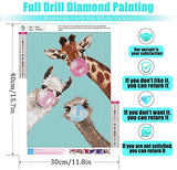 5D Diamond Painting Kits for Adults, Giraffe Full Drill Round Crystal Rhinestone Diamond Art Gem Painting，Diamond Painting Animals for Home Wall Decor 11.7x15.8 inch