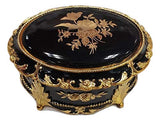 Black & Gold Oval Shaped Musical Jewelry Box playing Canon
