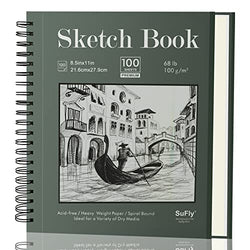 Sketch Book 8.5 x 11 - Sketch Pad - Pack of 1 (68lb/110gsm), 100 Sheets Spiral Sketchbook, Acid Free Drawing Paper, Sketch Pads for Drawing for Adults, Art Paper for Drawing and Painting for Kids.