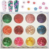 12 Boxes Flower Slice Polyclay Floral Slices Charms Resin Nail Art Decorations Kids Slime Party Supplies for Acrylic Nails/Slime/Resin Molds/Crafts