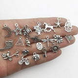 100g (about 100pcs) Craft Supplies Small Antique Silver Charms Pendants for Crafting, Jewelry