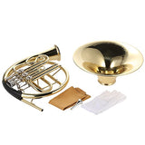 ammoon French Horn B/BB Flat 3 Key Brass Gold Lacquer Single-Row Split Wind Instrument with Cupronickel Mouthpiece Case, Barbell 1