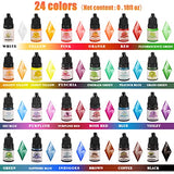 Alcohol Ink Set-24 Vibrant Colors Alcohol Ink,High Concentrated Alcohol Based Ink,Resin Petri Dish Making,Ink Set for Epoxy Resin Painting,Resin Pigment,Alcohol Ink Art (24 x 5ml)