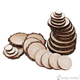 RayLineDo Unfinished Natural Wood Slices Round Log Discs with Tree Bark Wood Pieces 5-6cm Pack of 20 for DIY Craft Wedding