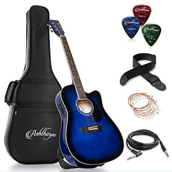 Ashthorpe Full-Size Cutaway Thinline Acoustic-Electric Guitar Package - Premium Tonewoods - Blue