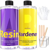 32 Ounce Clear Epoxy Resin Kit, 2 Part Epoxy Resin with Bonus Measuring Cups, Rubber Gloves and Wooden Sticks, for Art, Craft, Jewelry Making, River Tables.etc.