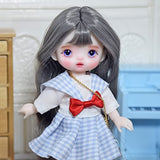 SISON BENNE 16cm BJD Doll 1/8 1/12 Mini SD Dolls Ball Jointed Doll DIY Toys with Full Set Clothes Shoes Wig Makeup,Best Gift for Girls (4#)