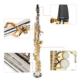 Professional brass soprano straight Saxophone silver plated tube gold key saxophone with bag, DFKEA8k6h1tc0mp