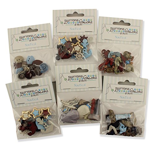BUTTONS GALORE NAUTICAL BUTTON THEME PACKS - SET OF 6