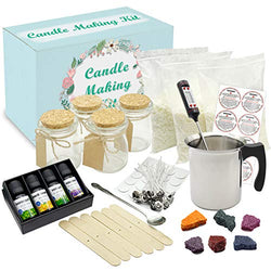 Complete DIY Candle Making Kit Supplies - Full Beginners Soy Candle Making Kit Including Soybean Wax, Dyes, Wicks, Pot, Tins & More