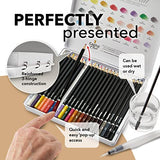 Castle Art Supplies Portraits Themed Watercolor Pencils Set | 24 Quality, Selected Vibrant Colors | Draw and Paint at the Same Time | For Adult Artists and Gifting | In Special Tin Box
