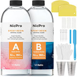 Nicpro 72OZ + 64OZ Crystal Clear Epoxy Resin Kit, Casting and Coating Art Resin Supplies for Craft Tabletop, Jewelry Making, Molds, Art Painting with 16 Mica Powder, Gold Foil Flakes, Measuring Cups