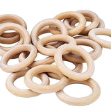 eBoot 20 Pack Wood Rings Wooden Rings for Craft, Ring Pendant and Connectors Jewelry Making (55 mm)