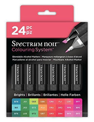 Crafter's Companion SPECN-BRIGHTS24 Spectrum Noir Colouring System Alcohol Marker Dual Nib Pens Box Set-Brights-Pack of 24
