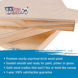 U.S. Art Supply 12" x 12" Birch Wood Paint Pouring Panel Boards, Studio 3/4" Deep Cradle (Pack of 3) - Artist Wooden Wall Canvases - Painting Mixed-Media Craft, Acrylic, Oil, Watercolor, Encaustic
