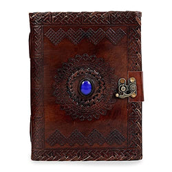 Leather Embossed Journal Personal Organizer Diary with Clasp Deckle Edge Handmade Unlined Album Diary to Draw Write for Women & Men (7 by 5 inch, Style 1)