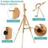 VISWIN Adjustable Height Tripod Painting Easel 51" to 76", Beech Wood Portable Display Easel for indoor & Field, Foldable Design with Tray, for Art Students, Landscape Artists, Hold Canvases Up To 44"