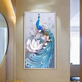 TOCARE Large Diamond Painting Kits for Adults 40x60cm Lucky Bird Full Drill Paint with Diamonds Dotz Home Wall Art Decor Presents for Your Family,Blue Peacock