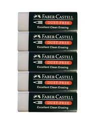 Faber-Castell Pencil Eraser, dust free (Excellent clean erasing) , Pack of 5