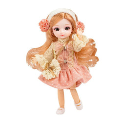 New 7.5 Inch Doll 13 Movable Joints Brown 3D Big Eyes Fashion School Uniform and Wedding Dress Best Birthday Gift for Kids